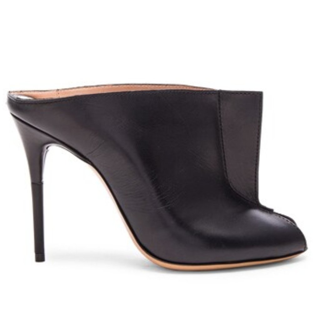 RARE MAISON MARGIELA MULES LEATHER LIGHT BRUSHED MULES - BLACK - 36 - NWT